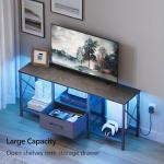 LED TV Stand with Fabric Drawer and Open Shelves