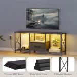 LED TV Stand with Fabric Drawer and Open Shelves