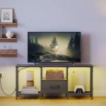 LED TV Stand with Fabric Drawer and Open Shelves