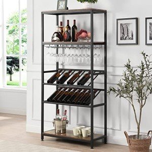 Vintage 5-Tier Metal & Faux Antique Wine Cabinet