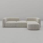 Cream Velvet Modern Curved Back Sofa for 4