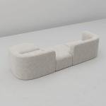 Cream Velvet Modern Curved Back Sofa for 4