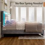 Full Bed Frame with LED Lights and Velvet Upholstery