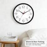 DAXSMY 8 Inch Silent Wall Clock - Black