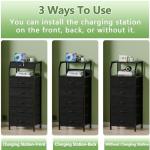 5-Drawer Dresser with Charging Station - Black Oak