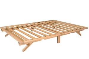 Foldable Full Platform Bed Frame in Natural Wood