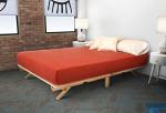 Foldable Full Platform Bed Frame in Natural Wood