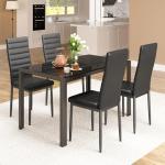 Bealife Modern 5-Piece Glass Dining Set for 4