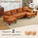 Orange U-Shape Sectional Sofa with Double Chaises