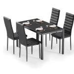 Bealife Modern 5-Piece Glass Dining Set for 4