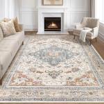 Boho Washable Area Rug for Living Spaces