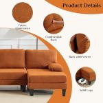 Orange U-Shape Sectional Sofa with Double Chaises