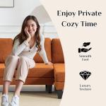 Orange U-Shape Sectional Sofa with Double Chaises