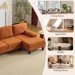 Orange U-Shape Sectional Sofa with Double Chaises