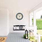 Blue 8-Inch Outdoor Waterproof Clock with Thermometer