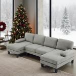 VINGLI 110" U-Shaped Sectional Couch, Blue