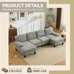 VINGLI 110" U-Shaped Sectional Couch, Blue