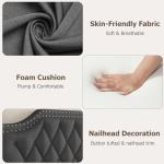 Queen Size Upholstered Canopy Bed Frame, Dark Grey