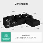 Novilla 106" Modern L-Shape Modular Sectional Sofa