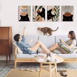 Boho Black Cat Wall Art Set of 4 Prints