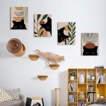 Boho Black Cat Wall Art Set of 4 Prints