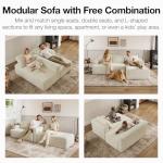 Beige L-Shape Corduroy Sectional Couch for Living Room