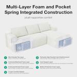 Beige L-Shape Corduroy Sectional Couch for Living Room