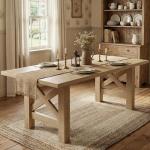 Large Wooden Farmhouse Dining Table for 6-8