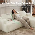 Beige L-Shape Corduroy Sectional Couch for Living Room