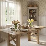 Large Wooden Farmhouse Dining Table for 6-8