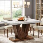 White Farmhouse Dining Table for 4 People