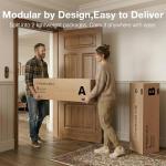 Beige L-Shape Corduroy Sectional Couch for Living Room