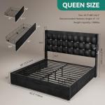 Queen Size Velvet Bed Frame with Storage Drawers