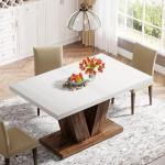 White Farmhouse Dining Table for 4 People