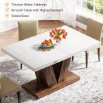 White Farmhouse Dining Table for 4 People