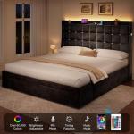 Queen Size Velvet Bed Frame with Storage Drawers