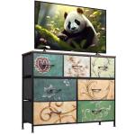 WLIVE 7 Drawer Floral TV Stand and Media Console