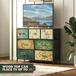 WLIVE 7 Drawer Floral TV Stand and Media Console