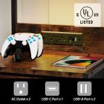 Rustic Brown Nightstands Set with LED Light