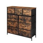 Tall 9-Drawer Storage Cabinet in Retro Brown