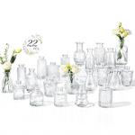 Bulk Set of 22 Clear Glass Bud Vases