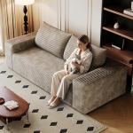 Fluffy 3-Seater Corduroy Cloud Couch Loveseat