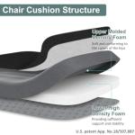 Memory Foam Dining Chair Pads with Ties - Black