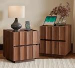 Fluted Nightstand Set of 2 with Charging Station
