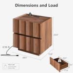 Fluted Nightstand Set of 2 with Charging Station
