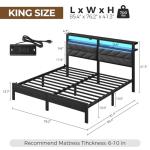 King Size Bed Frame with Charging Station and Storage
