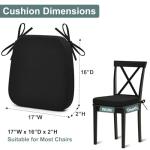 Memory Foam Dining Chair Pads with Ties - Black