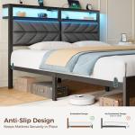 King Size Bed Frame with Charging Station and Storage