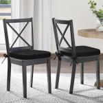 Memory Foam Dining Chair Pads with Ties - Black