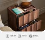 Fluted Nightstand Set of 2 with Charging Station